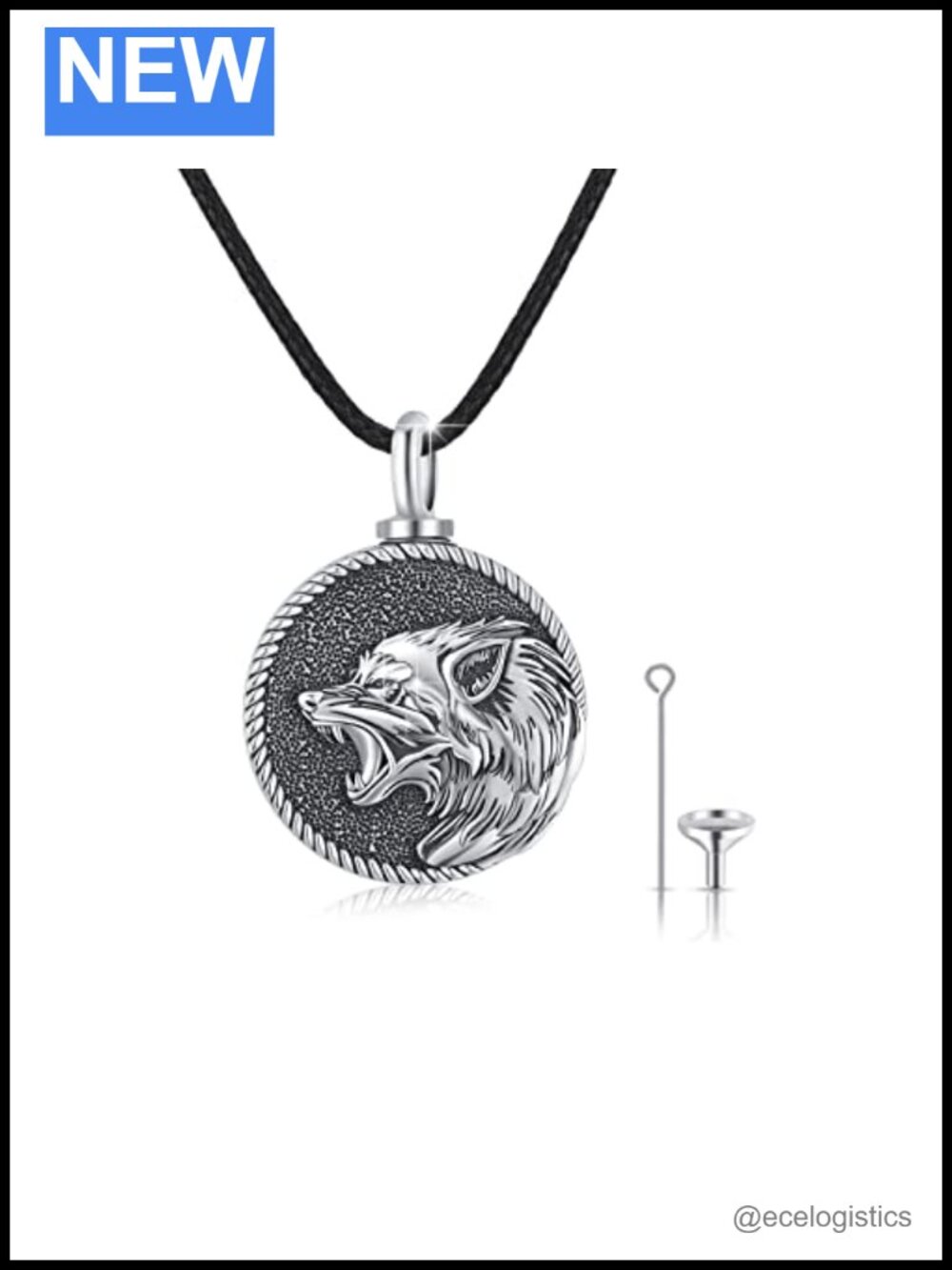 925 Sterling Silver Wolf Urn Necklace Memorial Jewelry 925 Silver Keepsake